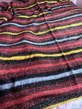 Vintage Yorkshire Striped Blanket Throw Red Blue Yellow