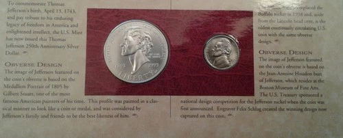 1993 LIBERTY THOMAS JEFFERSON 1743-1993 SILVER $1 Uncirculated 250th Anniversary