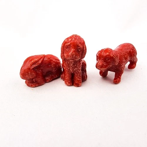 Vintage Marx Pet Shop Playset Red Dogs Puppy & Bunny Rabbit Hard Plastic