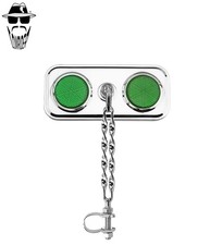 1x ORIGINAL LOWRIDER Rectangle Bike Mirror Double Flat Twisted Green Reflectors.