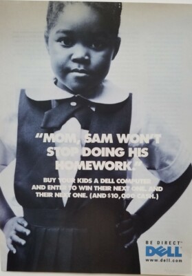 1999 Dell computers African American Girl Sam won't quit doing homework ad