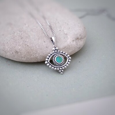 Evil Eye Anhänger in Sterling Silber und Türkis, Glück Türkisches Auge Charm Geschenk
