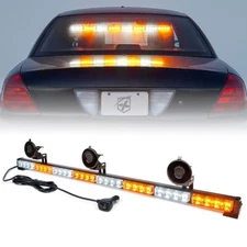 Xprite Amber White Emergency Traffic Advisor Warning Windshield Strobe Light Bar