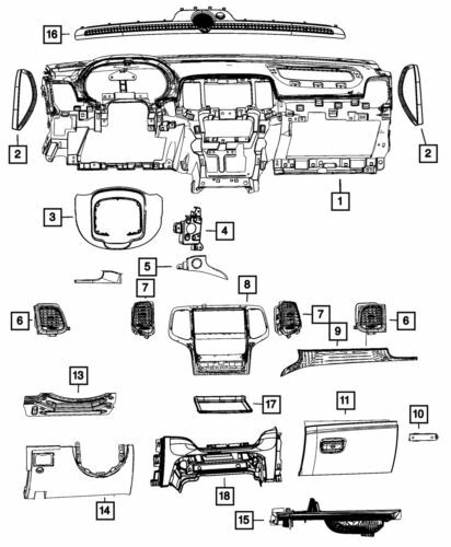 Aplicador del panel de instrumentos delantero para Dodge Durango 2011-2017 (N/P 1VU57AAAAB)