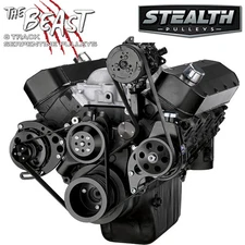 Black Big Block Chevy Serpentine Pulley Conversion Kit 396 454 LWP BBC System