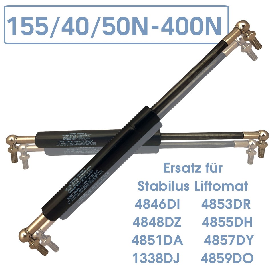Vérin à gaz RhedexX pour Stabilus Liftomat, Tête à rotule M6 155mm, 15-6