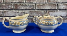 Vintage CREAMPETAL Grindley England Sugar & Creamer China Dish Set