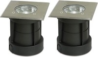 3084SB-2 2Er Set Led Bodeneinbaustrahler IP65 Nickel Matt Eckig 3 W Bodenlicht