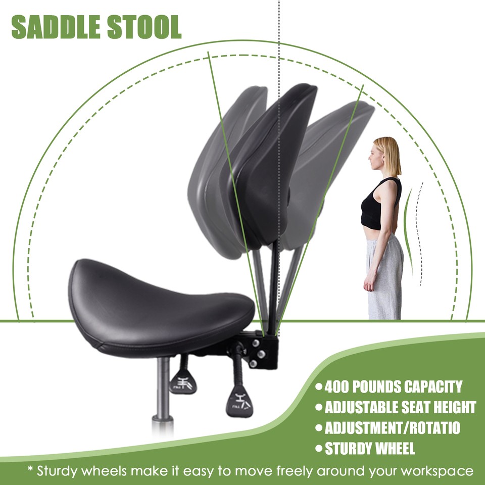Black Saddle Stool Chair Ergonomic Esthetician Chair With Back Support Innate eBay