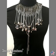 jewelry woman fashion necklace luxury pendant metal stone beaded fringe rock pop