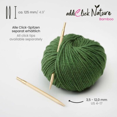 addiClick BAMBOO Spitzen Austauschb. Rundstricknadeln von addi|Ma:3,5mm/12,5cm  | eBay