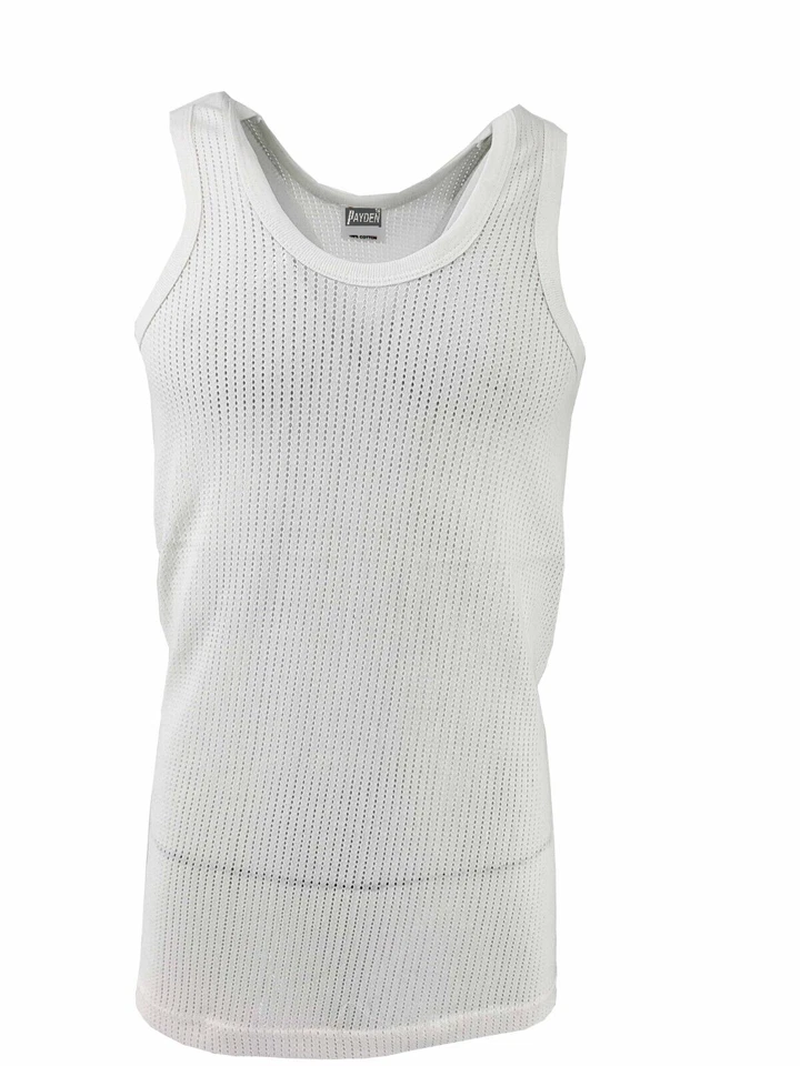 Mens Payden Premium 100% Cotton Mesh Fishnet String Summer Airtex Vest V Neck - Image 4 of 4
