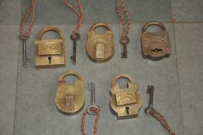 5 PC Vintage Verschiedene Marken Messing Handgefertigter Solid Vorhängeschlösser