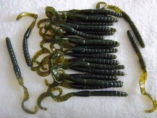 (Lot of 25)-6” Ribbon Tail Worms, Color Green Pumpkin-Bass, Texas Rig, & More