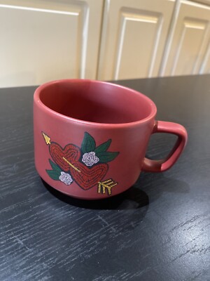 Starbucks 2019 Valentines Hearts with Arrow Matte Dark Red Coffee Mug 12 oz  | eBay