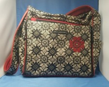 Petunia Pickle Bottom Diaper Bag Black Red Geometric Design Zipper Thick Strap