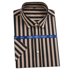 Mens Dress Shirts Office Short Sleeves Striped Bussiness Casual Summer Shirts