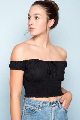 brandy melville black off the shoulder top