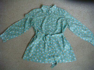Vintage 70er Jahre ''J Oscar Sharpe'' London gepunktete Langarm Bluse Büste 38''
