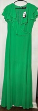 NWT Polo Ralph Lauren Womens Dress Green 6 A-line Maxi Surplice V-Neck $220