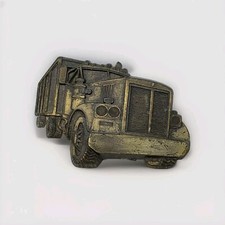 Vintage Big Rig Dump Truck 18 wheeler Brass Belt Buckle BROKEN