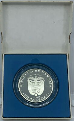 1972 PANAMA Huge SIMON BOLIVAR Vintage Old Proof Silver 20 Balboas