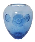 Vtg Blenko Pre-Designer #423-S Wild Rose Vase Solid Sky Blue Sea Glass 8½"