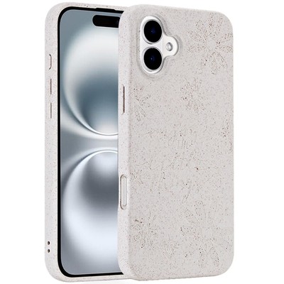 For iPhone 16 6.1inch Case Bio-Degradable Material Phone Cover + Tempered Glass