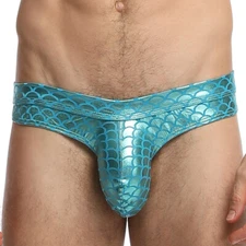 ZONBAILON Men's Briefs Bright Face Fish Scale Print Sexy Strong Convex Briefs