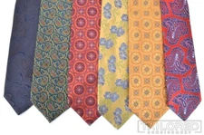Lot of 6 - ALTEA Multicolor Geometric Paisley 100% Silk Mens Luxury Tie Ties