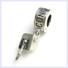 Sterling Silver Congratulation Graduation Cap Bead for European Charm Bracelet