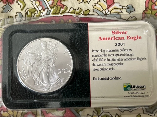 LITTLETON 2001-P SILVER AMERICAN EAGLE UNCIRCULATED $1 DOLLAR COIN IN SHOWPAK