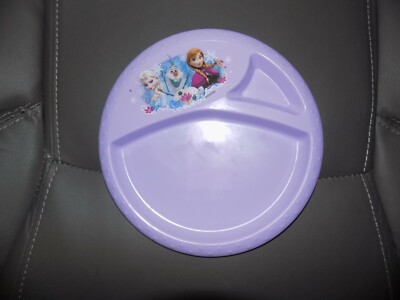 DISNEY FROZEN ELSA ANNA OLAF PLASTIC PURPLE PLATE NEW 