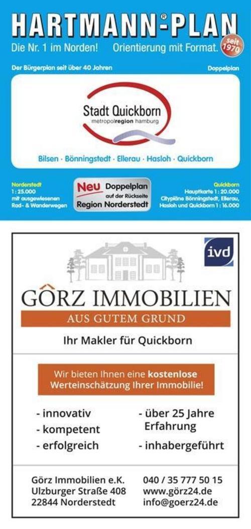 Hartmann-plan Quickborn Mit Bönningstedt, Hasloh Und Ellerau, 1:20.000