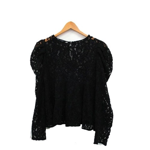 Zara Full Lace Blouse Shirt Long Sleeve L Black Used