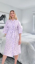 Woman's Floral Nightdress – Poly Cotton Short Sleeve Night Gown Robe UK
