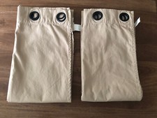 2 POTTERY BARN Kids 100 COTTON 44x 84 GROMMET DRAPE Panels CURTAIN Lined Tan