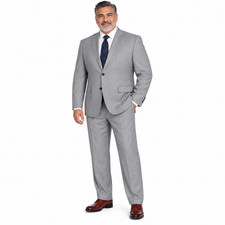 Renoir Men's Light Gray Wool 2 Piece Suit Classic Fit Business Formal 38R-56L