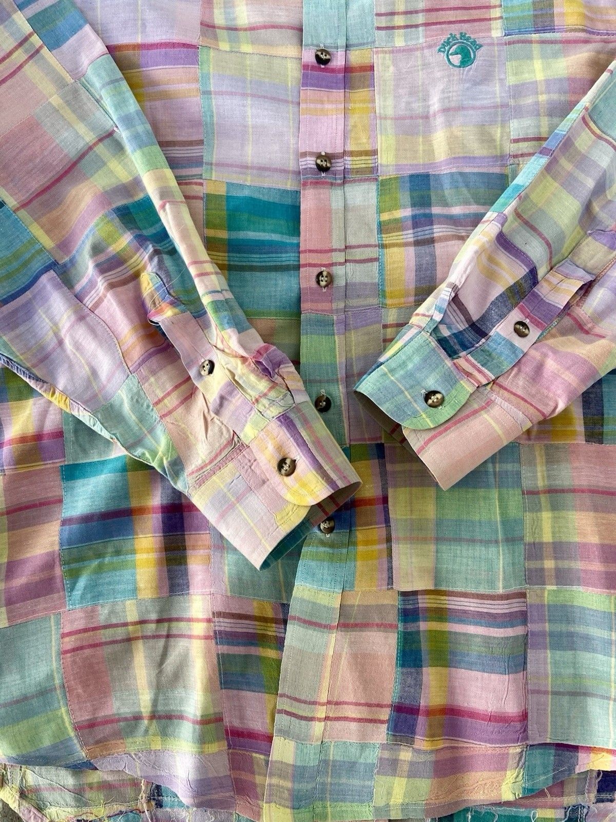 Duck Head Madras Patchwork Button Down Shirt Mens… - image 3