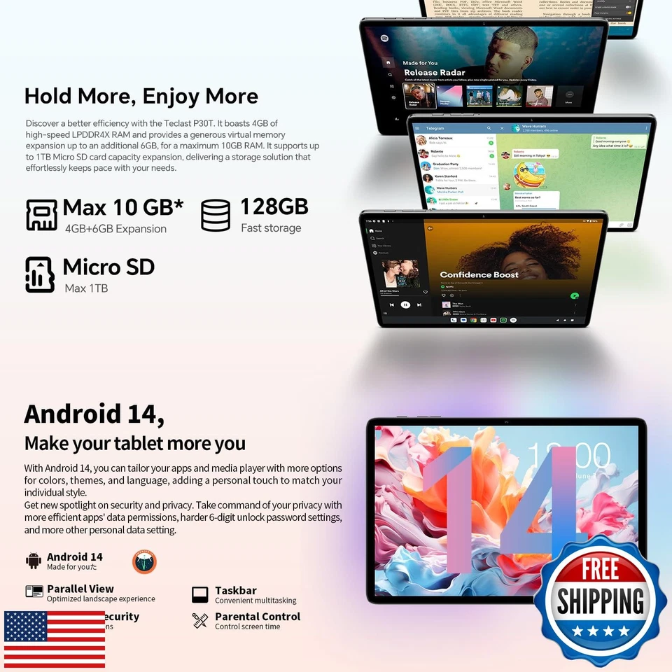 Tablet TECLAST Android con Teclado, 10 pulgadas Android 14, 10GB RAM 128GB ROM, Foto 2 de 4