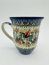 Beautiful Unikat Polish Pottery Mug Design #1943 Painted By A. Damien