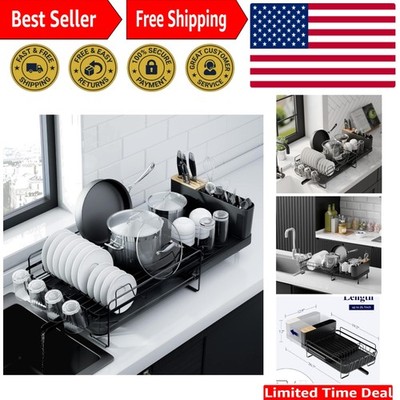 Elegant Black Dish Drying Rack: Expandable & Easy-to-Clean for Modern Kitchens