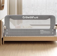 Growthfun 59  Foldable Toddler Bed Guard Rail for Kids - Carbon Steel Frame Grey