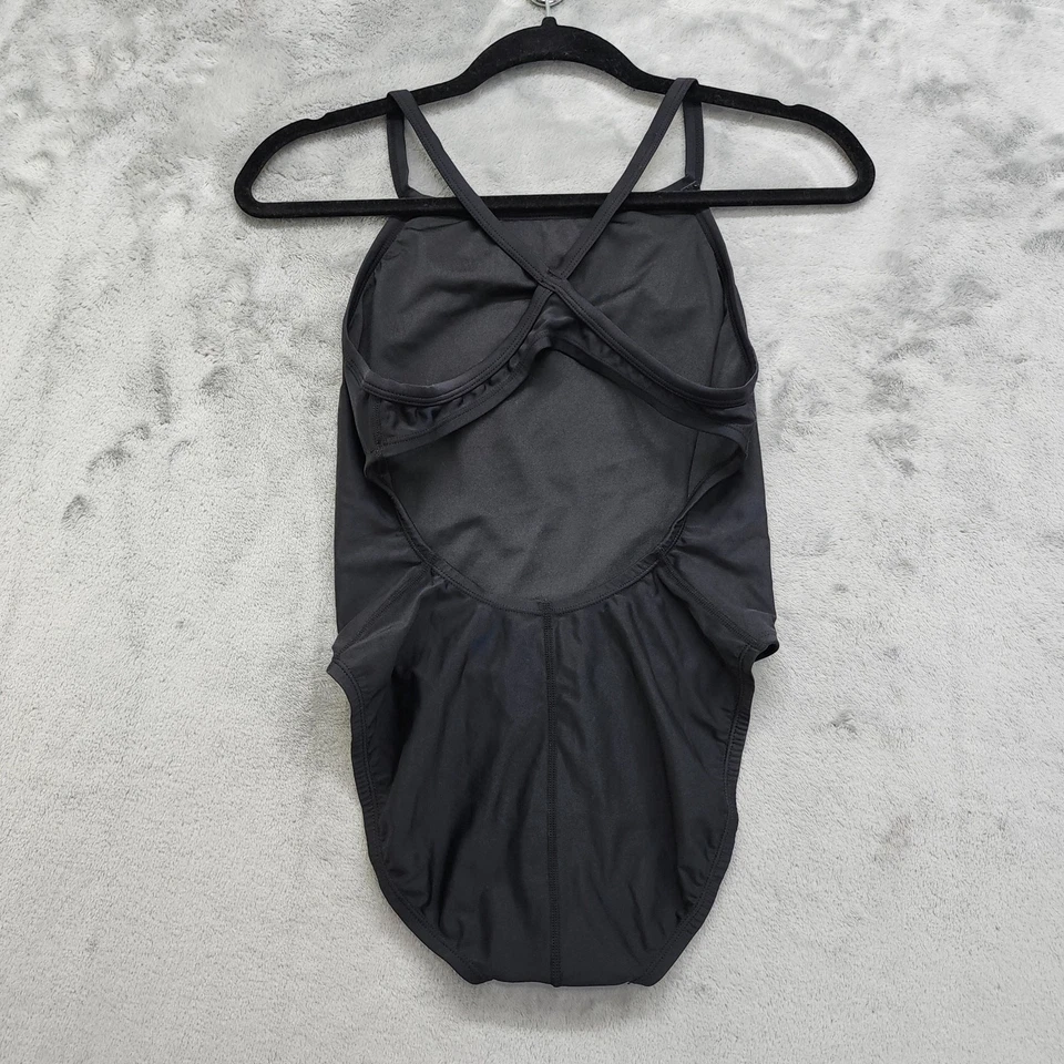 Vintage Nike Swimsuit Size 34 Black Logo Swoosh Hydrasong Racerback One Piece - Image 3 of 4