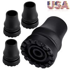 1/2/3/4Pair Rubber Cane Tips 3/4 Inch Heavy Duty Walking Cane Tips Sturdy BLK