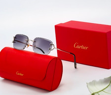 Cartier ICE Diamond Cut Purple Gradient Lens  Silver Frame FREE SHIPPING
