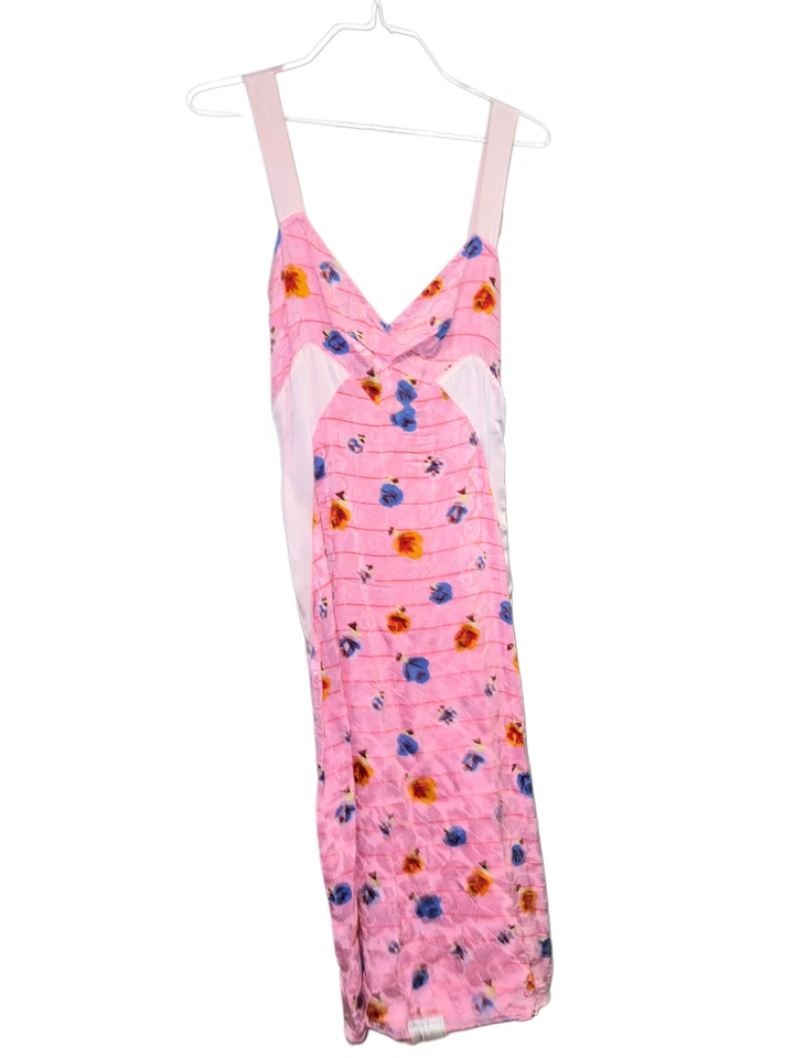 Vestido floral de seda rosa vintage de mediados de la década de 1990 Voyage London - talla M Foto 3 de 4