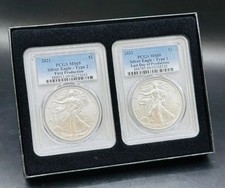 American Set of 2021 1oz 999 Silver Eagle Dollars Type-1 & Type-2 both PCGS MS69