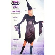 Fun World Witch Dress Hat Belt Vampire Spooky Halloween Costume Adult OS 4-14