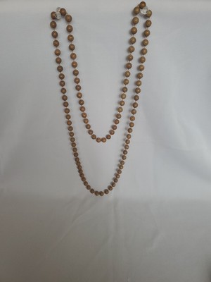 Jasper Necklace Long  No Clasp  Brown Hues Knotted Between Beads 42 in